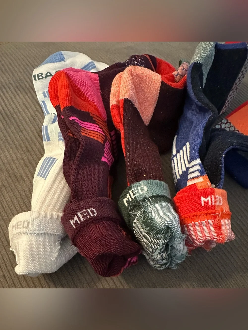 Bombas Sock Lot. Patterned Crew Athletic Socks - Multi Color Pack. Medium